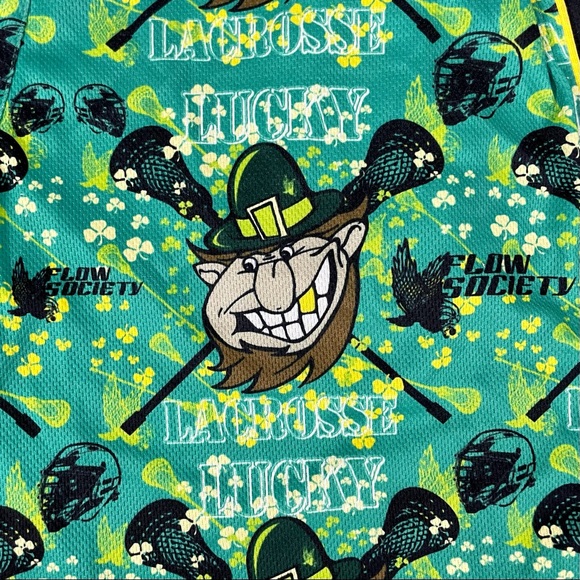 Flow Society Lacrosse Shorts Boys XL Leprechauns Lucky Lax Shamrocks Irish Green - Picture 4 of 5